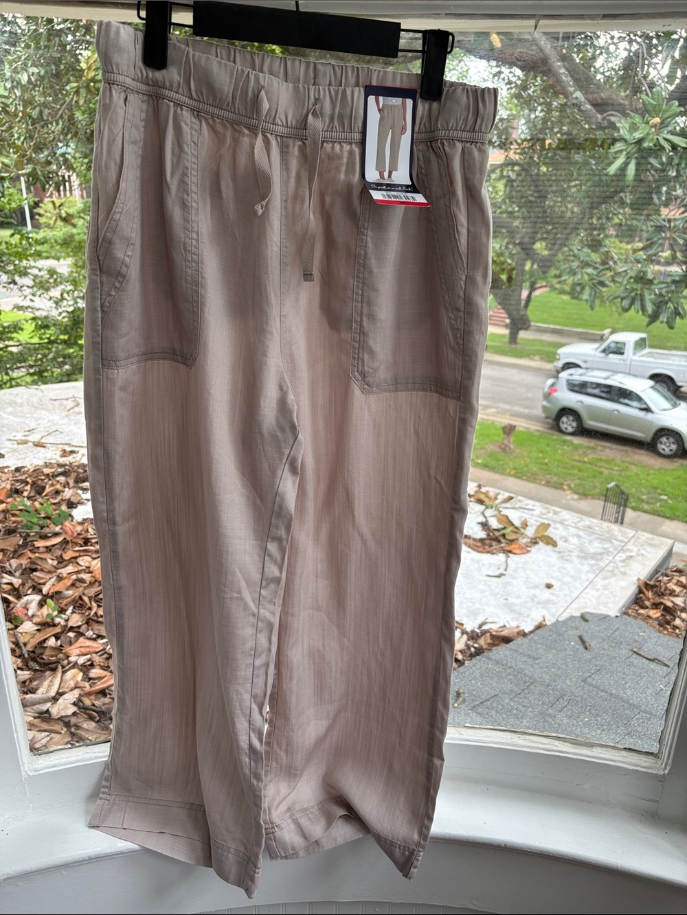 Splendid Beige Cropped Wide-Leg Pants